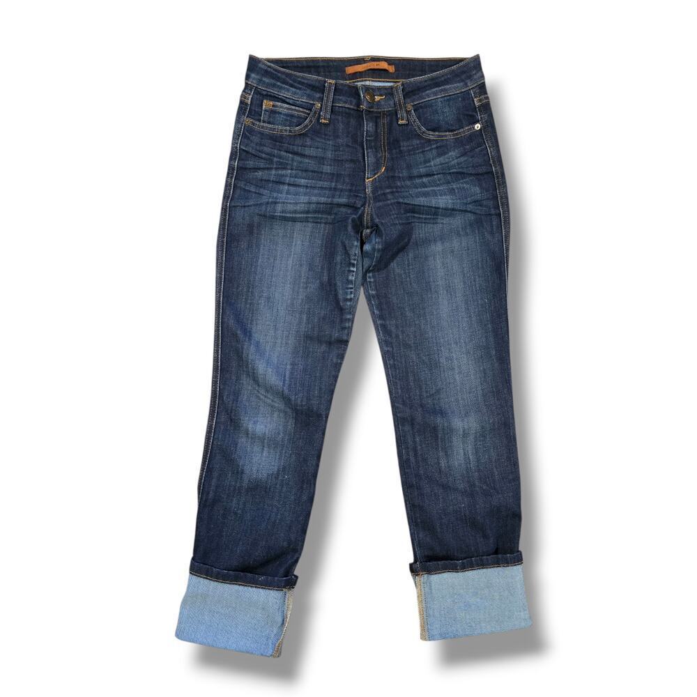 Joe's Jeans Womens Size 26 Dark Wash Rolled Cuff Capri Denim Mid Rise Stretch